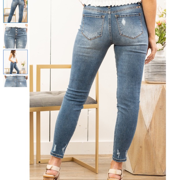 KanCan Button Fly High Rise Skinny Distressed - Picture 4 of 15